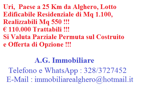 Uri Paese lotto edificabile di Mq 1.100 !!!