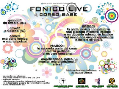 TECNICO DEL SUONO - Corso base Fonico Live