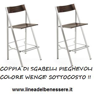 COPPIA DI SGABELLI PIEGHEVOLI COL. WENGE' SOTTOCOSTO !!!