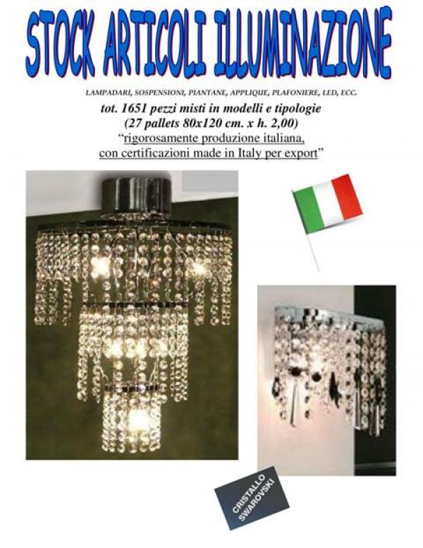 Stock illuminazione  made in italy 1651 pezzi