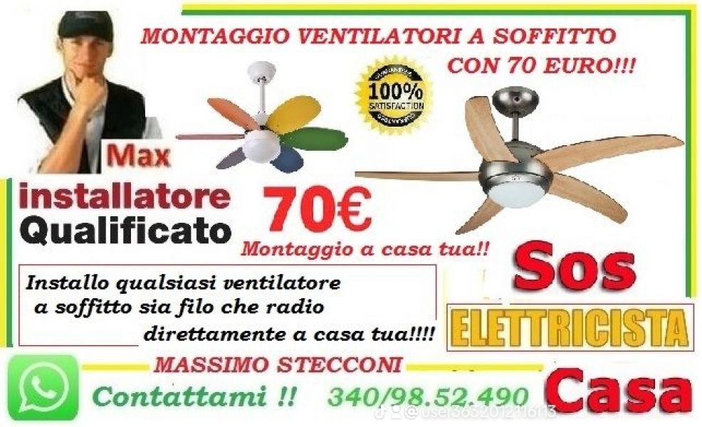 Montaggio ventilatore a soffitto Roma infernetto 