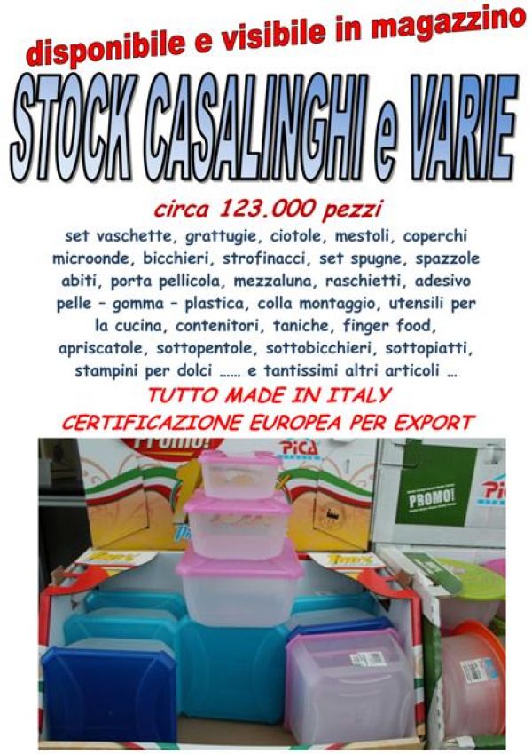 Stock casalinghi assortiti 123.000 pezzi