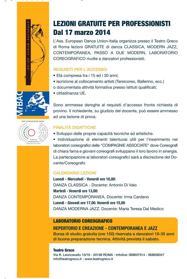 Lezioni di danza gratuite per professionisti