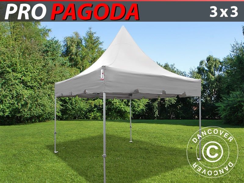 Gazebo pieghevole FleXtents PRO Peak Pagoda 3x3m Latte, incluso 4 pareti laterali